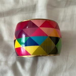 Vintage Multicolored Geometric Bangle Bracelet (XL)